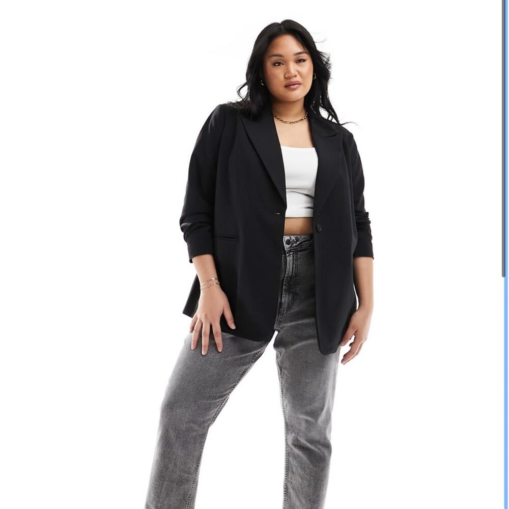 ASOS‎ DESIGN Curve Women’s 18 Tailored Relaxed Blazer Black NWT